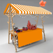 Bazaar stall custom solid wood activity display stand folding outdoor snack car mall night market fabric stalls