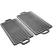Outdoor baking tray iron plate cast iron non-coated rectangular double-sided barbecue barbecue barbecue pot 202 203 double-sided household