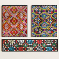 Zhuang ethnic color traditional Zhuang brocade totem display activities special venue decoration cloth classic variety of fabrics