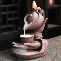Creative purple sand back incense burner antique ceramic aromatherapy Zen sandalwood stove indoor Incense Road decoration