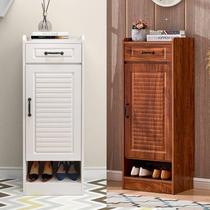 Into the door small shoe cabinet simple modern hall cabinet home space saving single door small apartment mini narrow solid wood color