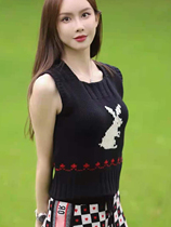 D family vest womens autumn Tanabata Valentines Day wool sweater thin contrast color cute wild sleeveless vest top