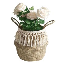 Macrame Tassel Wicker Basket Handmade Boho Decor Garden Flow