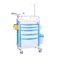 ABS medical multifunctional trolley plastic hospital care car rack infusion dressing change first aid with trash can