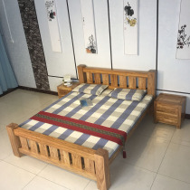 Solid wood bed 1 8m new Chinese double bed old elm tenon socket structure full solid wood simple wood bedroom furniture