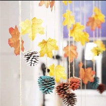 Autumn atmosphere layout maple leaf decoration pine nuts shell decoration kindergarten autumn theme ring creative material classroom hanging decoration
