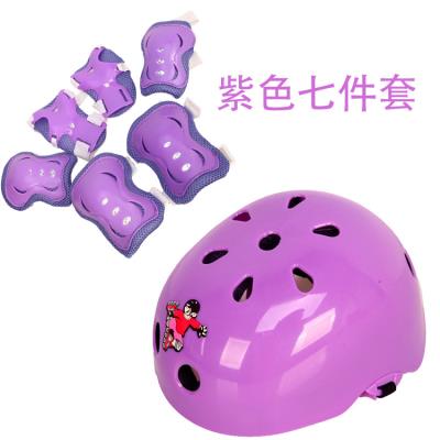 Childrens cycling protector set baby bike anti-fall helmet roller skate skates knee pads elbow pads summer purple