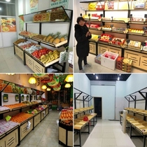 Small Guoxue Noodles Small Warehouse Vegetable Market Supermarket Vegetable Display Shelf Second Floor Shopping Center Partition