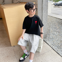 Boomer Boy Clothing Boy Short Sleeve Summer Clothing Suit 2022 New Trendy Childrens Korean Edition Summer Sports Two Sets Eben