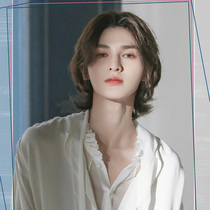 Medium wig male short hair Japanese samurai head same wig Korean version handsome Wolf Tail long hair natural full head cover