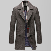 2021 Winter Korean version of long lapel trench coat thick warm casual wool woolen woolen coat young men