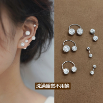 Xiaowan with the same cochlea cochlear bone double ear hole earring super flash new unique fine needle screw twist ear bone nail cochlear nail
