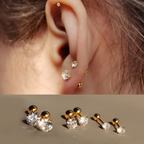 Super flash ear bone nail high-end feeling 2023 new trendy screw buckle unique cochlear nail small ear earrings earrings