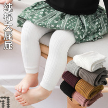 Baby Beats Bottom Pants Spring Autumn Slim pure cotton Big fart female baby 90% large pp Girl with pantyhose Autumn long pants