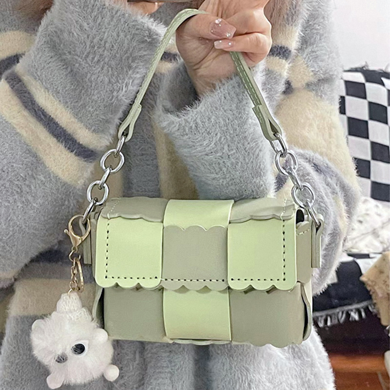 Avocado Green Biscuit Bag DIY Handmade Woven Material Bag for Gifts to Girlfriend Autumn/Winter Knitted DLY Bag