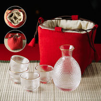 Travel wine set Japanese glass sake pot Portable household yellow wine hot wine jug Fruit wine sake cup White wine cup