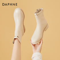 Daphne White French small boots Martin boots Spring and autumn single boots women autumn 2021 New British style boots
