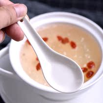 Pure white ceramic spoon three spoons flat bottom spoon hotel restaurant banquet tableware soup small spoon