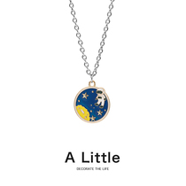 Joker titanium steel necklace Starry Sky cute Japanese astronauts personality men and women sweater chain decoration