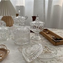 Beautiful bright fairy line ins jewelry storage relief glass candy jar home desktop decoration photography props