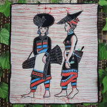 Pure cotton batik painting Labor minority handicraft Wall E painting Tea Room bar decoration home living room hanging painting wall