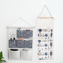 Cotton and linen waterproof storage bag door rear hanging hanging pocket dormitory wall fabric storage bag storage bag