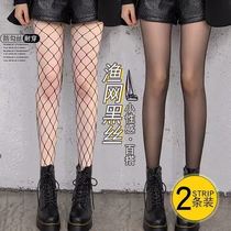 Stockings female black silk ultra-thin summer light leg artifact spring and autumn sexy fishing net jk black ins Net red socks letters