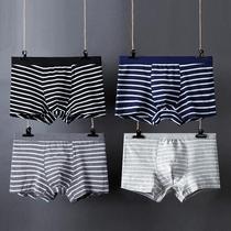 2022 pieces of Korean version foreign air 3 strips of cotton mens underwear striped cotton fabric mens flat corner pants youth-style fashion