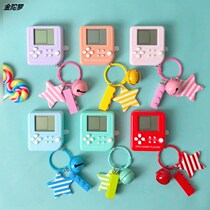 Handheld Mini Game Machine Macaron Tetris Classic Backpack Hanging Cute Cartoon Keychain