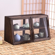 Solid Wood desktop dust display cabinet wooden cosmetics storage cabinet transparent glass ornaments hand-held storage box dining cabinet