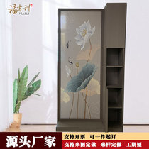 Fugilly new Chinese solid wood folding screen into the house Xuanguan office solid wood with door lateral cabinet with floor screen