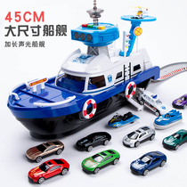 Submarine toy childrens ship model warship large fire boat Marine Police cruise ship alloy puzzle early education speedboat