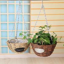 Flower basket decoration personality hanging pot hanging flower pot balcony Teng grass basket hanging hanging woven wicker pendant