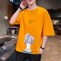 Summer new short-sleeved T-shirt mens casual fashion brand Korean loose round neck jacket official flagship store