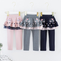 Girl Beats Bottom Pants Spring Autumn Slim outside wearing childrens pants skirts pants pure cotton 2022 new baby knitted pants
