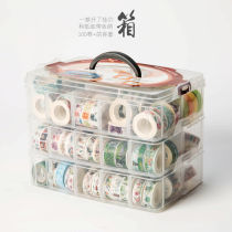Yin Meowu three-layer transparent plastic Handbook and paper tape storage box stationery hand account around hand-held box