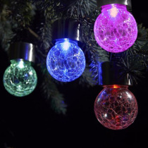 Solar crack glass ball light solar LED glass ball chandelier outdoor courtyard decoration hanging light