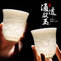 Sheep Jade white porcelain kung fu tea set Single Cup Master Cup handmade ceramic tea cup tea bowl