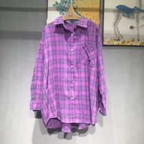 Pregnant women autumn top long casual long staple cotton plaid shirt soft loose cotton shirt