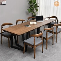 loft meeting table long table bench solid wood tea table office table office for guests to negotiate table and chairs combination