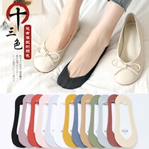 Ice Silk Socks Summer Thin lady Cute Short Socks Jacket Cotton Bottom Anti Slip Silicone Ship Socks Low Help Light Mouth Invisible Socks