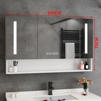 Bathroom invisible mirror Toilet wall-mounted storage cabinet Intelligent solid wood bathroom mirror cabinet with light defogging toilet