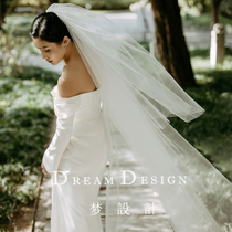 New veil bridal main wedding dress white long tailed headdress Super Xiansen wedding photo studio photo props