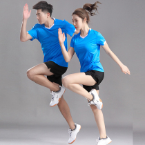 Quick-drying track and field clothing sports suit men and womens fitness clothing short sleeve marathon running clothing body test training suit
