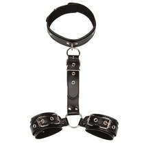 BDSM Neck Collar To Handcuffs Arm Wrist Restraints Body Harn