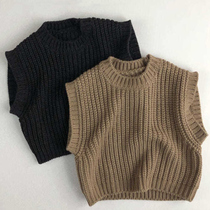 Art Mori Korean childrens thick strip thick wool vest pullover knitwear men and women sleeveless vest tide