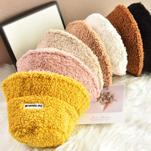 Ягненка из шерсти из искусственного меха шляпа зима теплые плюшевые бархатные шляпы