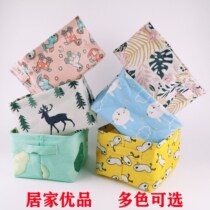 Storage bag household Cosmetics first jewelry drawer desktop small finishing box socks underwear storage basket cotton linen fabric