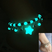 Korean fashion luminous bead anklet student style Mori glowing male and female foot ring 12 Zodiac night pearl jewelry couple