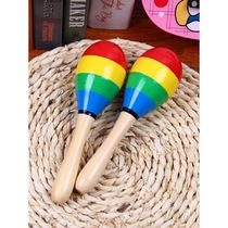 Kindergarten baby wooden sand hammer log infant early education percussion instrument toy sand ball Children Baby sand hammer